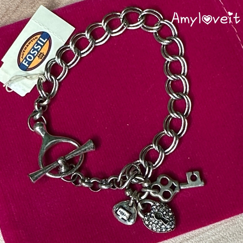 Fossil Rondel Glitz Charm Bracelet
